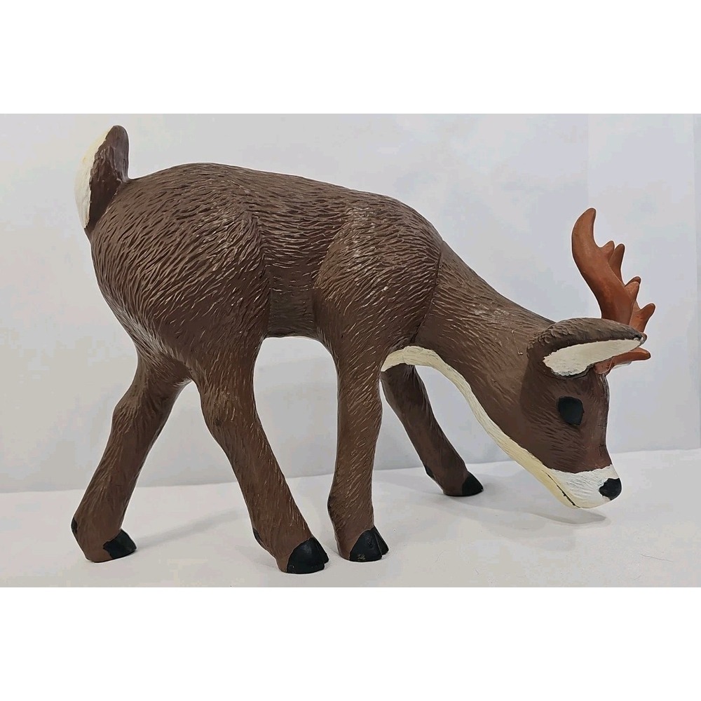 Vtg Ceramic Deer Figurine Grazing Buck Woodland Lodge Decor 1960's 2.5lbs Heavy
